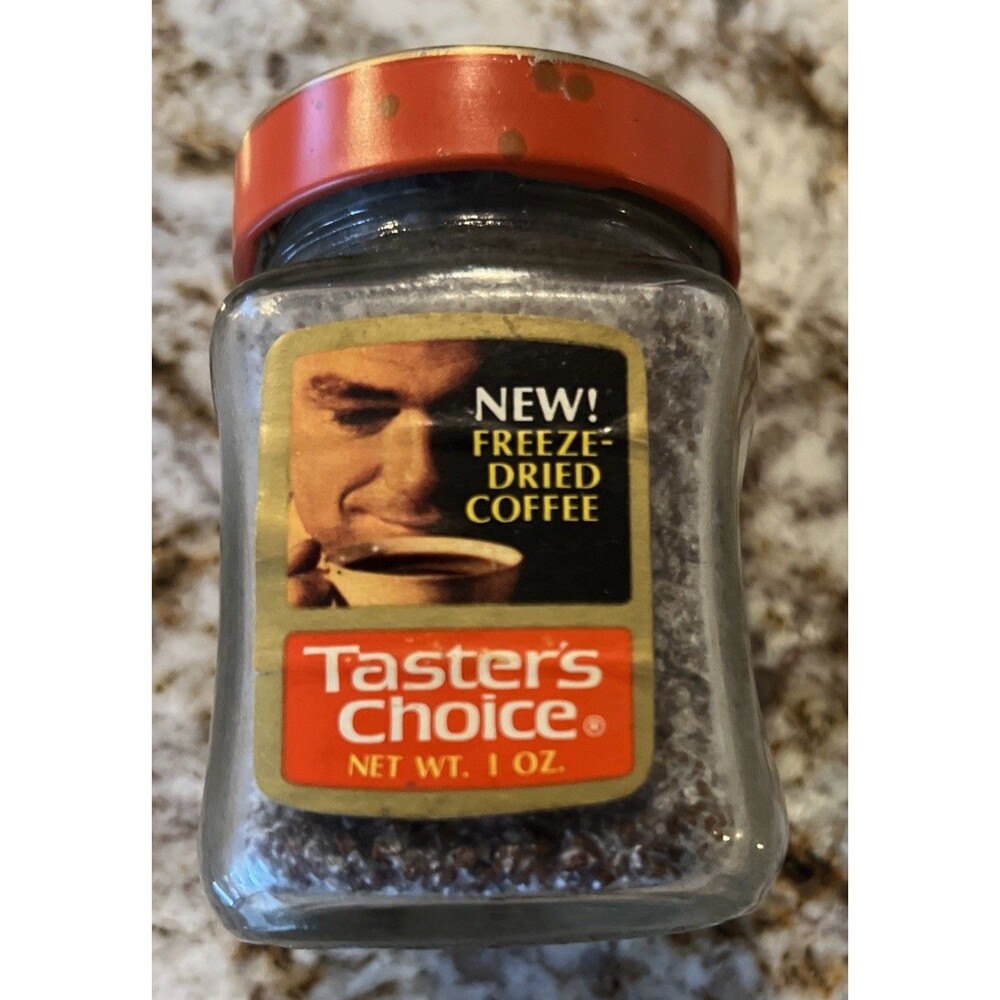 VINTAGE SEALED TASTERS CHOICE 1960’s FREEZE-DRIED COFFEE RARE “FREE SAMPLE” JAR